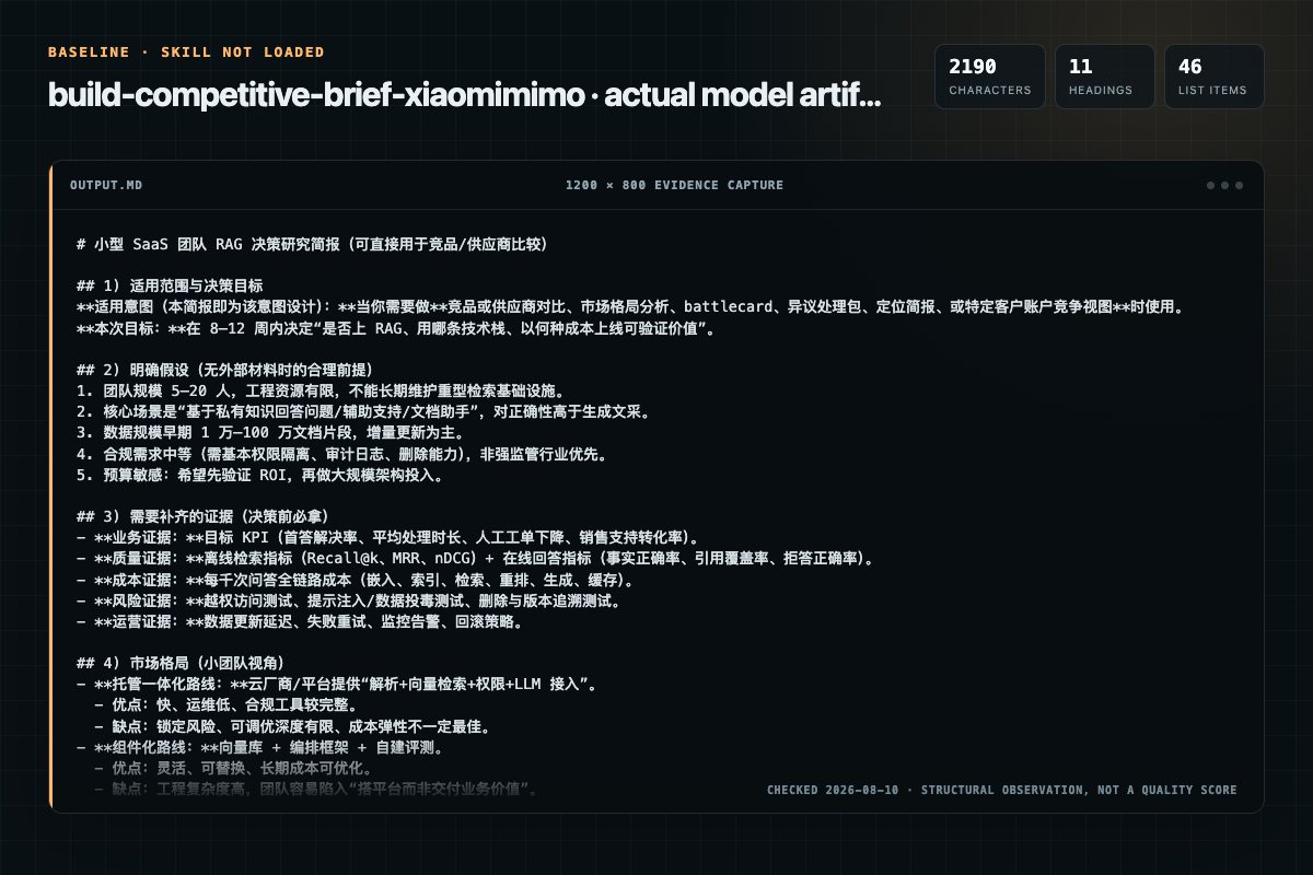 Screenshot of the actual model output for build-competitive-brief without the Skill