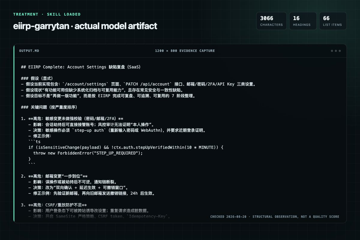 Screenshot of the actual model output for eiirp with the Skill