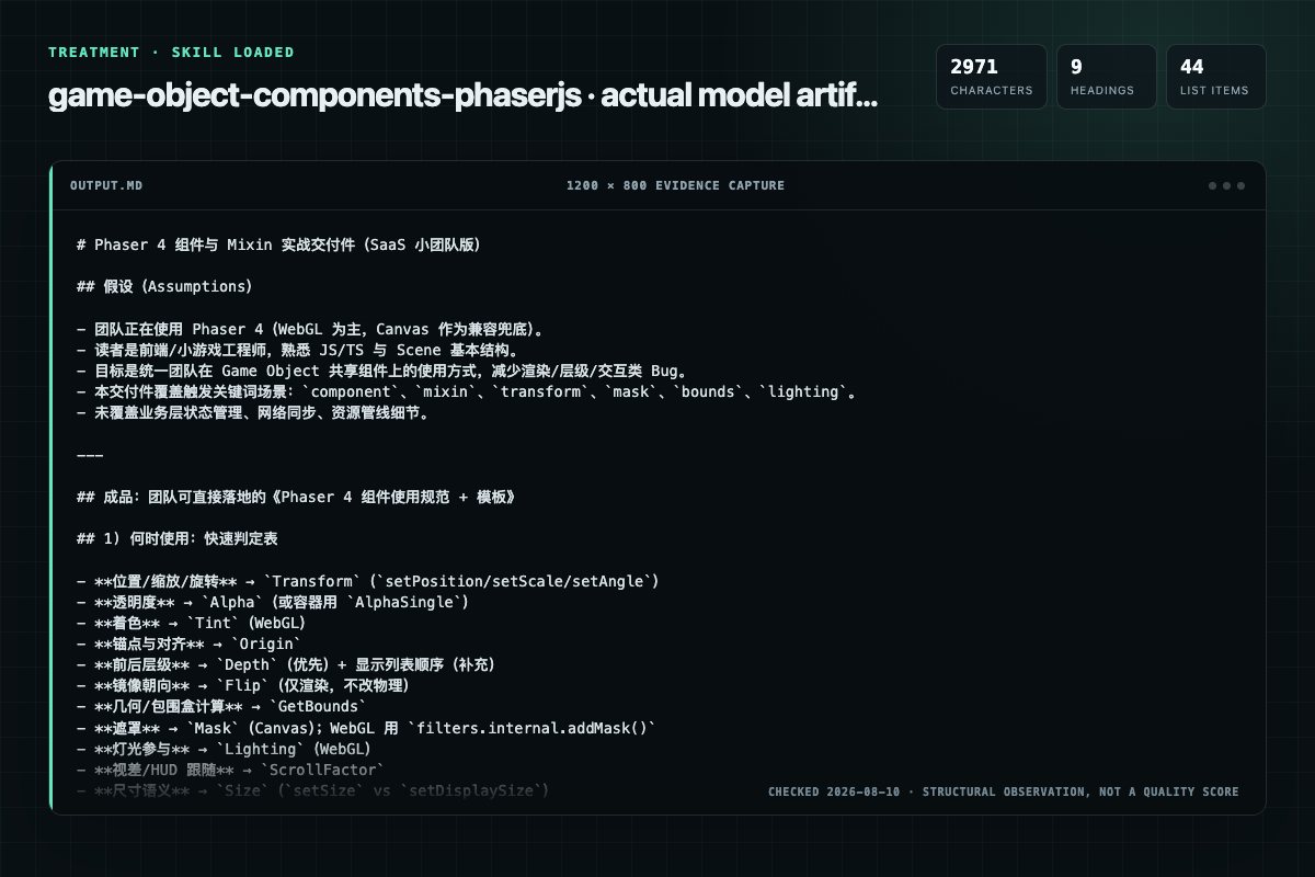 Screenshot of the actual model output for game-object-components with the Skill