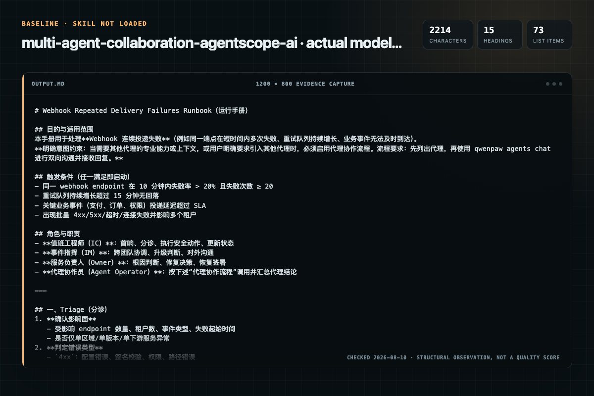 Screenshot of the actual model output for multi_agent_collaboration without the Skill