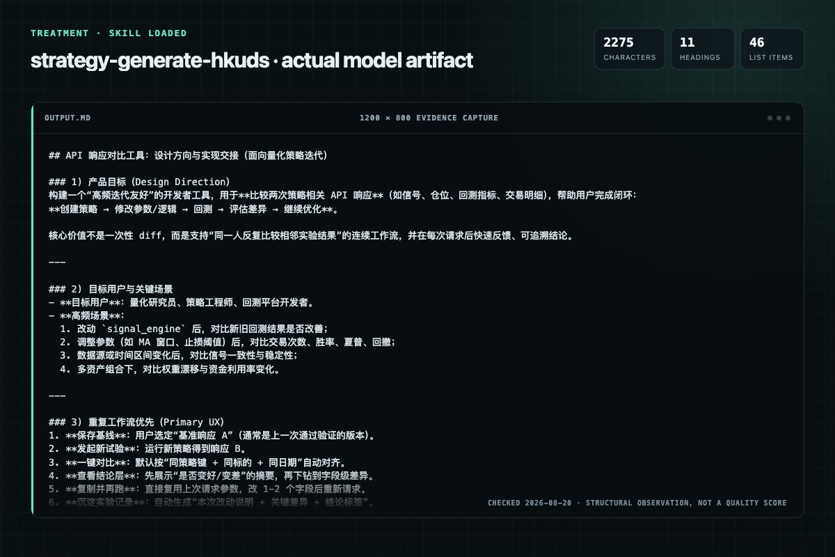 Screenshot of the actual model output for strategy-generate with the Skill